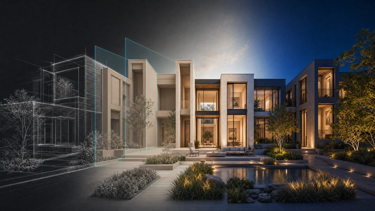 Illustration of architectural concepts and rendering options